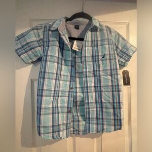 Nautica Blue and White Button Down Shirt